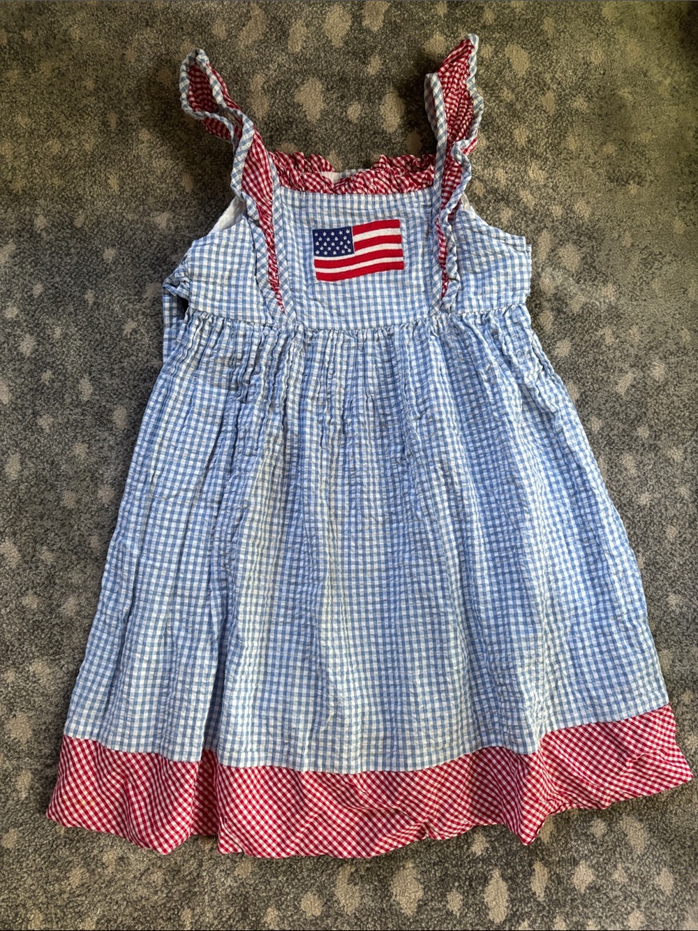 Girls' Gingham American Flag Sundress